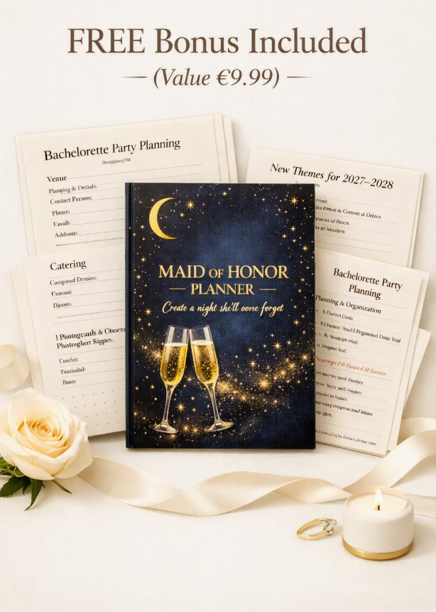 Secret Wedding Planner – Complete 12‑Month Planning System (Printable PDF) + FREE Bonus Maid of Honor Planner